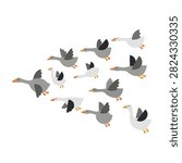 Simple Flock of Geese Vector Illustration