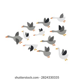 Simple Flock of Geese Vector Illustration