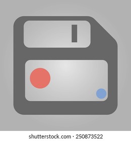 Simple floppy with 2 dots for using in web design, infografics and print document