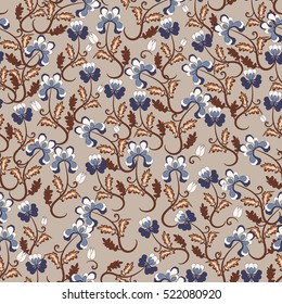 Simple floral abstract patterns in oriental style. Iris. For print, textile, Wallpaper, covers. Recommended for use in clothing and interiors.