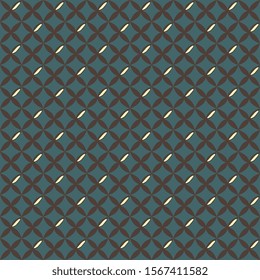 Simple floral arrangement oriental grid tradition motif. Moroccan trellis, chinese lattice geometric print block for male shirt, female dress fabric, fashion garment, apparel textile, decoupage paper.