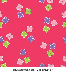 Simple Floral Background. Abstract seamless pattern with different Flowers. Botanical texture in bright colors, perfect for packaging and stationery