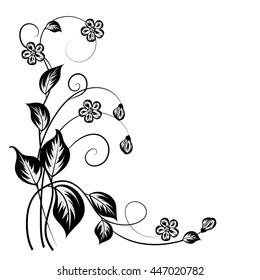 Simple floral background in black and white with place for your text.