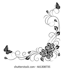 Simple floral background in black and white style.
