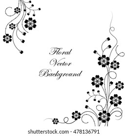 Simple floral background in black and white style with place for your text.