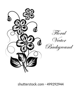 Simple floral background in black and white with place for your text.
