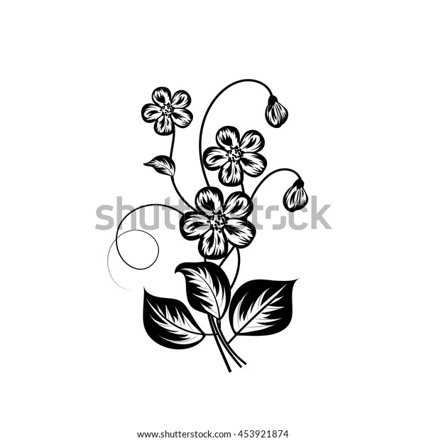 Simple Floral Background Black White Colors Stock Vector