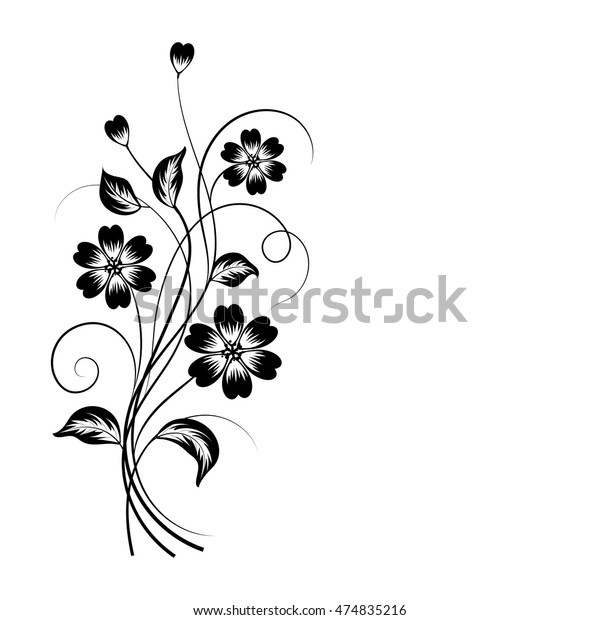 Simple Floral Background Black White Place Stock Vector