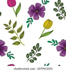 Simple floral background. Can be used as post card, invitation or textile pattern. It is seamless design.
