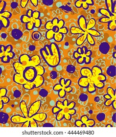 Simple floral background. Hand Made floral pattern.
