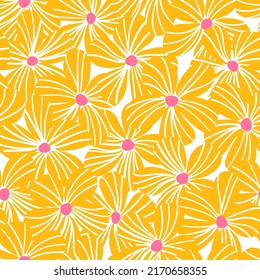 Sencillo fondo floral. Patrón botánico minimalista sin fisuras. Formas naturales estilizadas. Diseño escandinavo. Impresión vectorial de moda con flores de dibujos animados