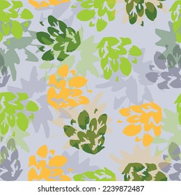 Simple floral background. Sketch scribble drawing. Summer nature motif.  Abstract seamless with leaves, poppies. 