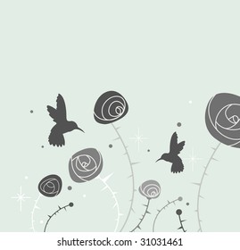simple floral and bird design