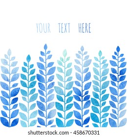 Simple floral card with herbs. Natural vector background. Watercolor texture