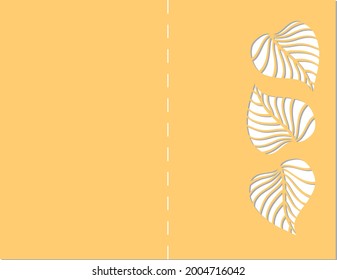 Simple floral card vector cut template. Paper craft stencil.
