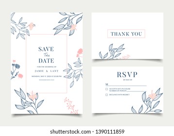 Simple Floral Celebration Wedding Card Invitation