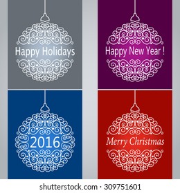 Simple floral Christmas balls decoration vector template.