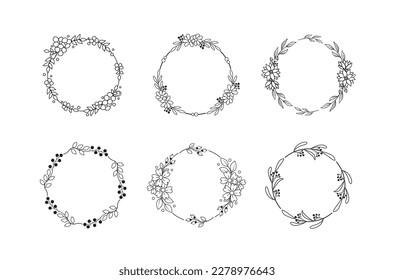 Simple floral circle frame vector illustration