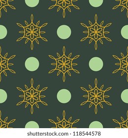 Simple floral and circles seamless pattern