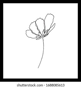 Simple floral continous line art. Minimalist botanical vector illustration. Great for invitation, greeting card, packages, wrapping, premade logo, business card, stationery, etc.