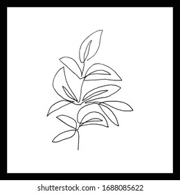 Simple floral continous line art. Minimalist botanical vector illustration. Great for invitation, greeting card, packages, wrapping, premade logo, business card, stationery, etc.