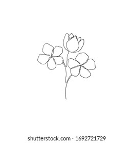 Simple floral continous line art. Minimalist botanical vector illustration. Great for invitation, greeting card, packages, wrapping, premade logo, business card, stationery, etc.