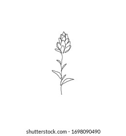 Einfache, florale, kontinentale Linienkunst. Minimalistische botanische Vektorgrafik. Ideal für Einladung, Grußkarte, Pakete, Umhüllung, vorgefertigtes Logo, Visitenkarte, Schreibwaren, etc.