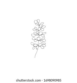 Simple floral continous line art. Minimalist botanical vector illustration. Great for invitation, greeting card, packages, wrapping, premade logo, business card, stationery, etc.