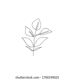 Simple floral continous line art. Minimalist botanical vector illustration. Great for invitation, greeting card, packages, wrapping, premade logo, business card, stationery, etc.