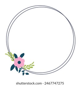 Simple floral design elements, frames, labels in flat cartoon style. 
