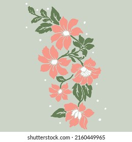 simple floral design, embroidery design, vector flower print artwork, graphic for women's top