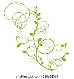 simple floral design, green silhouette for decorative background over white