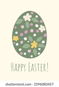 Simple floral Easter card. Hand drawn organic illustration