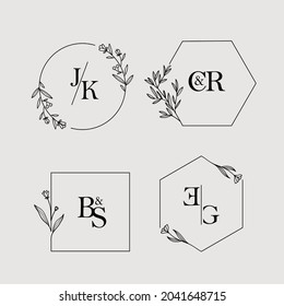 marco floral simple con letra inicial