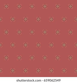 Simple floral geometric patern. Vintage oriental printing block. Home textile, wallpaper, phone case, fabric cloth, paper all over design. Seamless vector ornament.