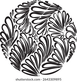 Simple floral geometric pattern. Tileable, repeating black and white background. Texture vector.