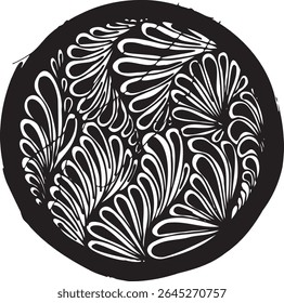Simple floral geometric pattern. Tileable, repeating black and white background. Texture vector.