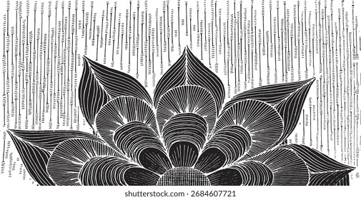 Padrão geométrico floral simples. Fundo preto e branco inclinável e repetitivo. Vetor de textura.