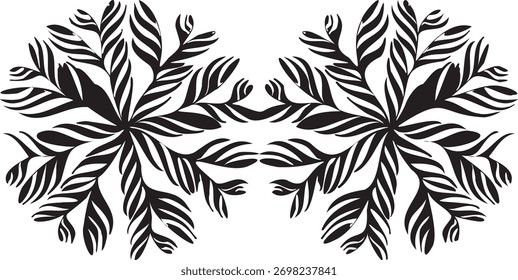 Simple floral geometric pattern. Tileable, repeating black and white background. Texture vector.