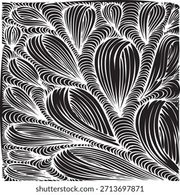 Padrão geométrico floral simples. Fundo preto e branco inclinável e repetitivo. Vetor de textura.
