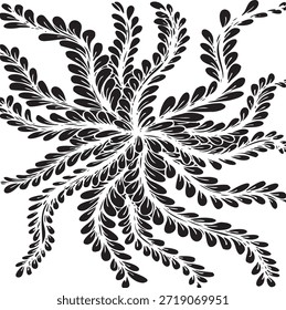 Simple floral geometric pattern. Tileable, repeating black and white background. Texture vector.
