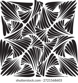 Simple floral geometric pattern. Tileable, repeating black and white background. Texture vector.