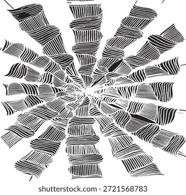 Simple floral geometric pattern. Tileable, repeating black and white background. Texture vector.