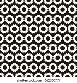 Simple floral geometric seamless pattern. Monochrome texture with flower silhouettes. Abstract contrast repeat background. Design element for prints, decor, textile, fabric, cloth, covers, digital