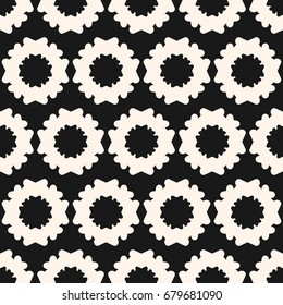 Simple floral geometric seamless pattern. Monochrome texture with big flower silhouettes. Abstract dark repeat background. Design element for prints, decoration, textile, fabric, manufacturing, covers