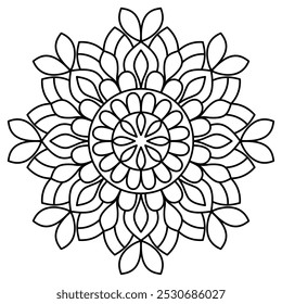 simple floral hand drawn mandala design for adults and kids coloring book, mandala art for henna, wall art and tattoo design
