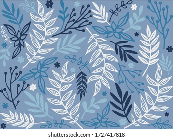 Simple floral hand-drawn seamless pattern. Vector print design. Vector flowers texture.