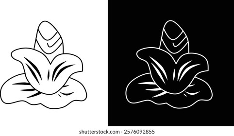 Simple Floral Illustration with Monochromatic Design in Black and White.