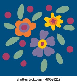 simple floral illustration on blue background