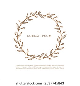 simple floral laurel wreath decorative,round floral wreath border frame design decoration
